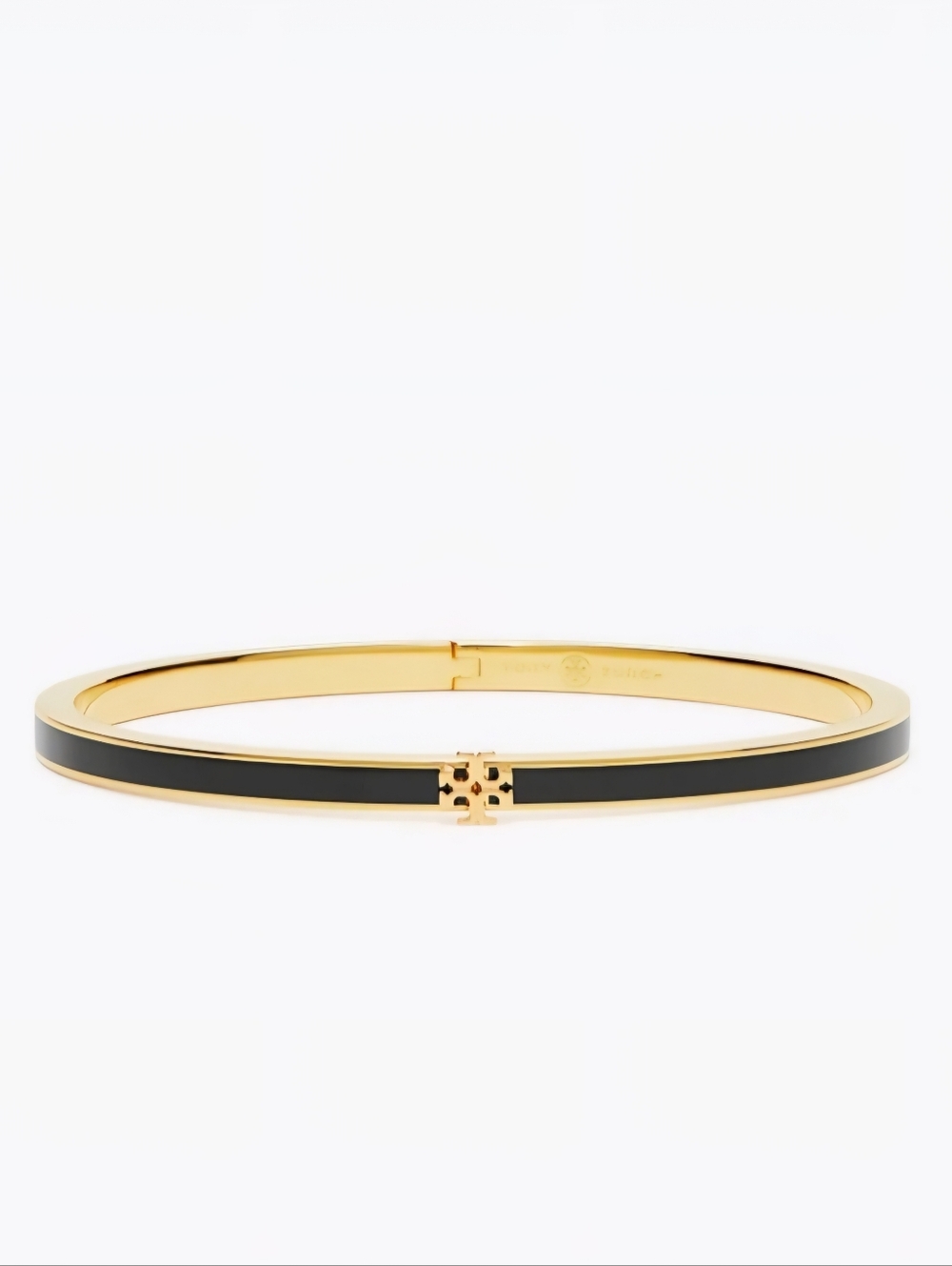 Tory Burch Gold-Tone Bangle with Black Enamel Inlay